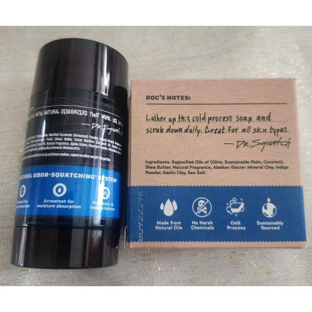 Dr. Squatch Men's Natural Bar Soap and Natural Deodorant Fresh Falls Set Lot